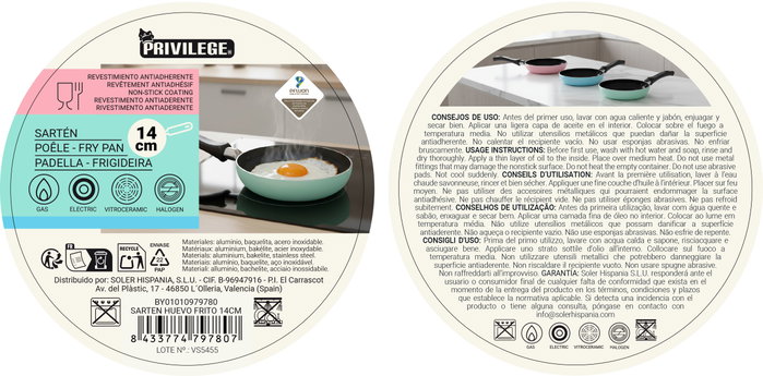 Inde Sartén para Huevo Frito 14 cm Privilege, Antiadherente, 14 x 3.5 cm (12 Unidades) Inde Sartén para Huevo Frito 14 cm Privilege, Antiadherente, 14 x 3.5 cm (12 Unidades)