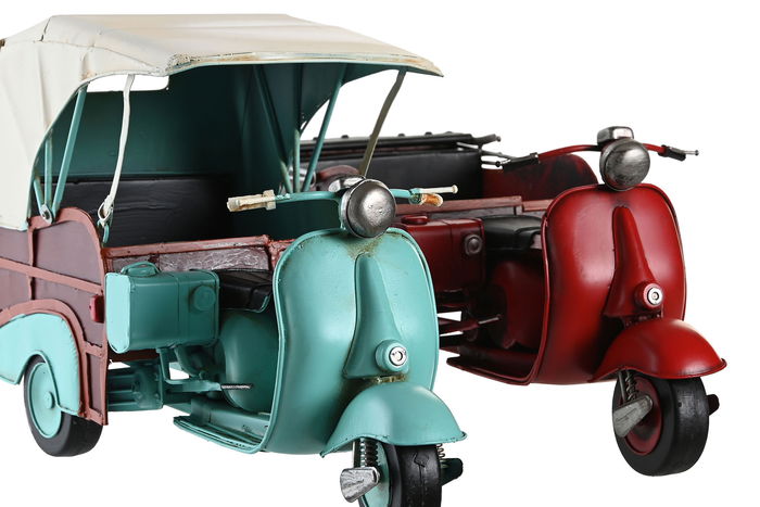 DKD Home Decor Vehículo Decoración Vintage Rojo Azul Metal 38 x 22 x 16 cm (2 Unidades)