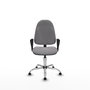 Silla de oficina Algarra con mecanismo Contacto permanente básico tapizada con Similpiel color Gris. Equipada con Base cromada, Brazos fijosy Topes