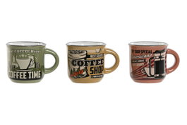 DKD Home Decor Tazas de Gres Vintage Surtidas 120ml