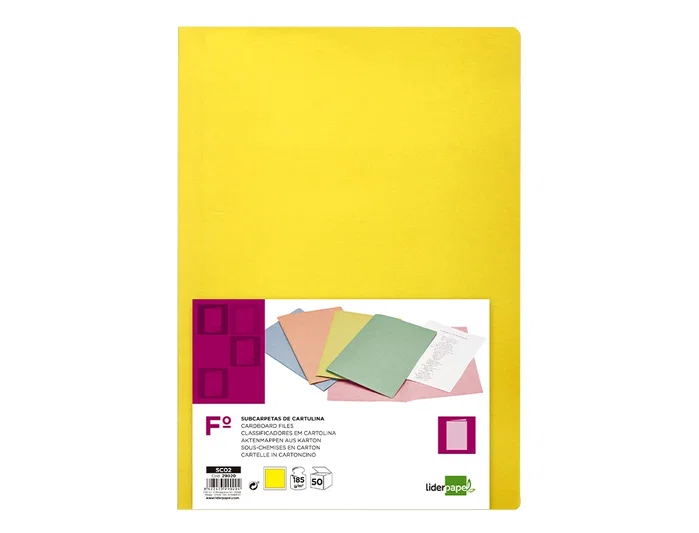 Liderpapel Subcarpeta Folio Amarillo Intenso 180g/m2