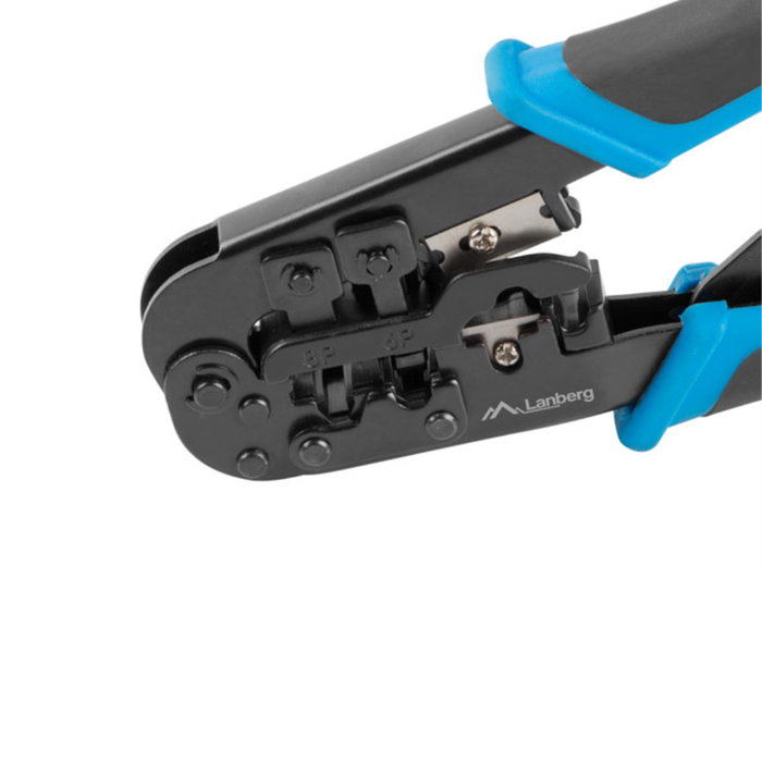 Lanberg Crimpadora NT-0201 Pelacables con Conectores RJ9/RJ11/RJ12/RJ45 Azul y Negro