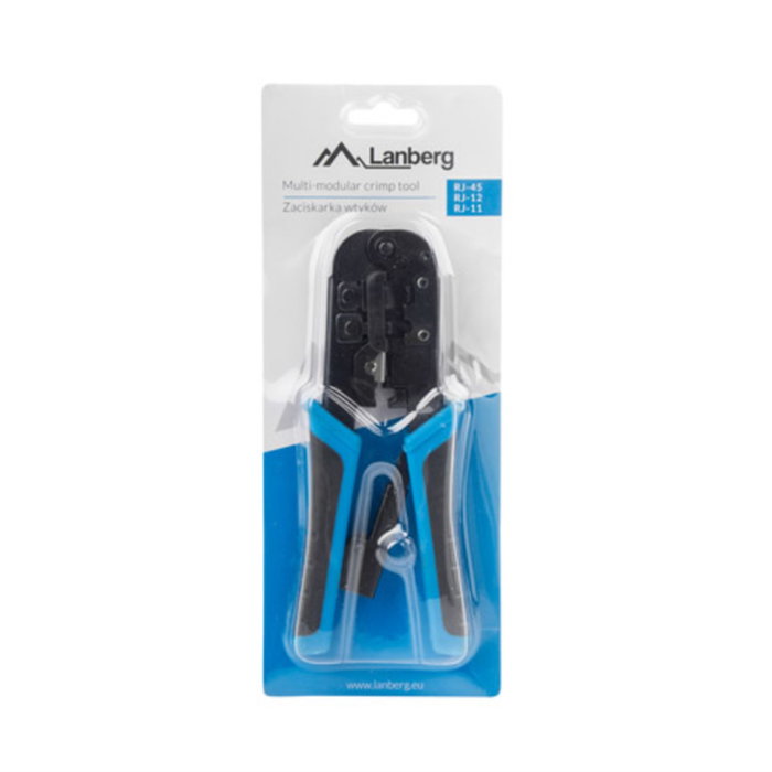 Lanberg Crimpadora NT-0201 Pelacables con Conectores RJ9/RJ11/RJ12/RJ45 Azul y Negro