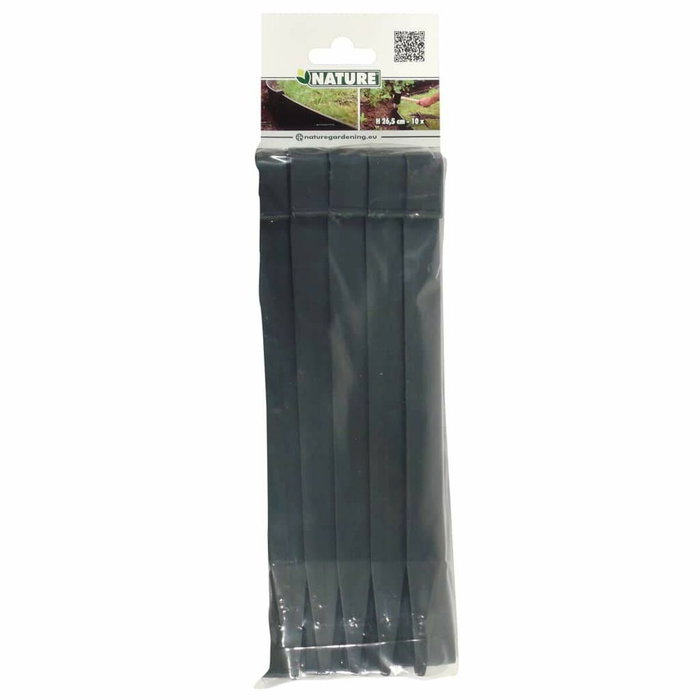 Nature Bolsa de 10 anclajes para bordes de jardín Negro