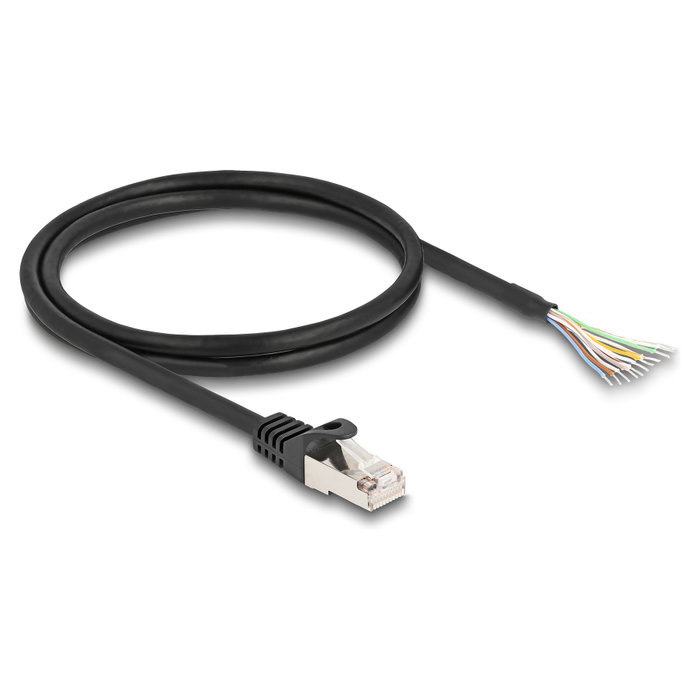 DeLOCK Cable RJ50 macho a extremos abiertos S/FTP 1 m Negro