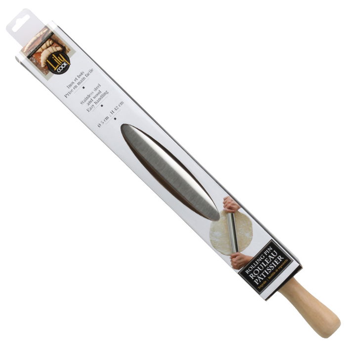 Lily Cook Rodillo de Acero Inoxidable para Repostería, Altura 42 cm, Diámetro 5 cm