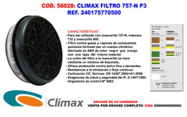 CLIMAX Filtro 757-N P3 para Máscara 757-S