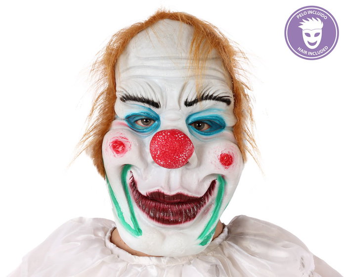 Máscara Payaso Hombre Vinilo Blanco Con Nariz Roja Y Pelo Para Halloween Disfraces Terror Máscara Payaso Hombre Vinilo Blanco Con Nariz Roja Y Pelo Para Halloween Disfraces Terror