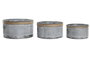 DKD Home Decor Set de 3 Maceteros Vintage de Metal y Cuerda, Gris y Marrón