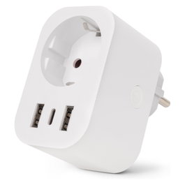 ENTAC Adaptador de enchufe WIFI con 1 toma y 3 puertos USB (2x USB-A/1x USB-C)
