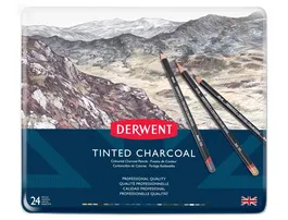 Derwent Lápices de Carboncillo Tintado Caja Metálica 24 Unidades Colores Surtidos