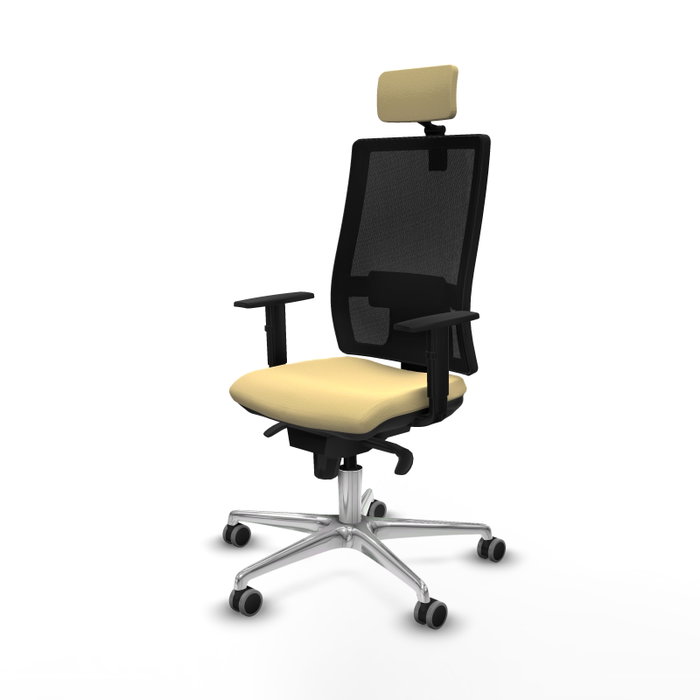 PIQUERAS Y CRESPO Silla de oficina Horna con mecanismo Sincro, Crema y Negro