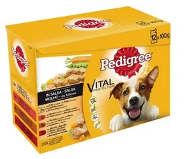 Pedigree Bolsitas de Comida Húmeda para Perros en Salsa, Mezcla de Sabores, 12 Paquetes x 100 g, Total 48 Bolsas, 4x12x100