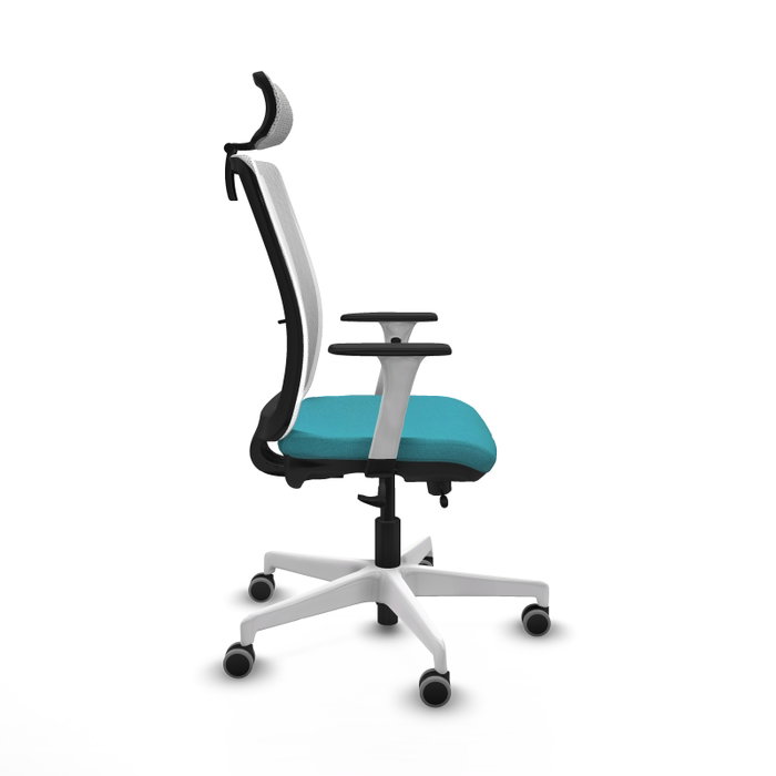 PIQUERAS Y CRESPO Silla de oficina Haches con mecanismo Sincro/Traslack, Turquesa y Blanco