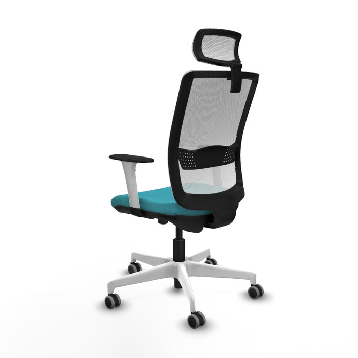 PIQUERAS Y CRESPO Silla de oficina Haches con mecanismo Sincro/Traslack, Turquesa y Blanco