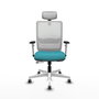 PIQUERAS Y CRESPO Silla de oficina Haches con mecanismo Sincro/Traslack, Turquesa y Blanco