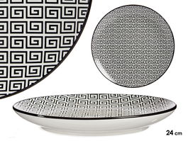 Vessia Plato Llano 24 cm Geométrico Negro (Set de 24)