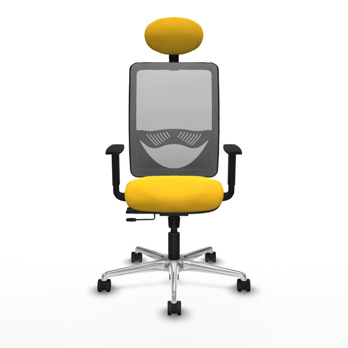 PIQUERAS Y CRESPO Silla de oficina Zulema con mecanismo Sincro/Traslack, Similpiel Amarillo y Malla Gris PIQUERAS Y CRESPO Silla de oficina Zulema con mecanismo Sincro/Traslack, Similpiel Amarillo y Malla Gris