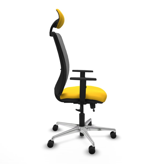 PIQUERAS Y CRESPO Silla de oficina Zulema con mecanismo Sincro/Traslack, Similpiel Amarillo y Malla Gris PIQUERAS Y CRESPO Silla de oficina Zulema con mecanismo Sincro/Traslack, Similpiel Amarillo y Malla Gris