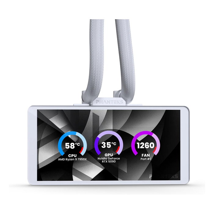 Phanteks Glacier One 360M25 LCD AiO-Wasserkühlung, Pantalla de 6 pulgadas, 360mm, Blanco Phanteks Glacier One 360M25 LCD AiO-Wasserkühlung, Pantalla de 6 pulgadas, 360mm, Blanco