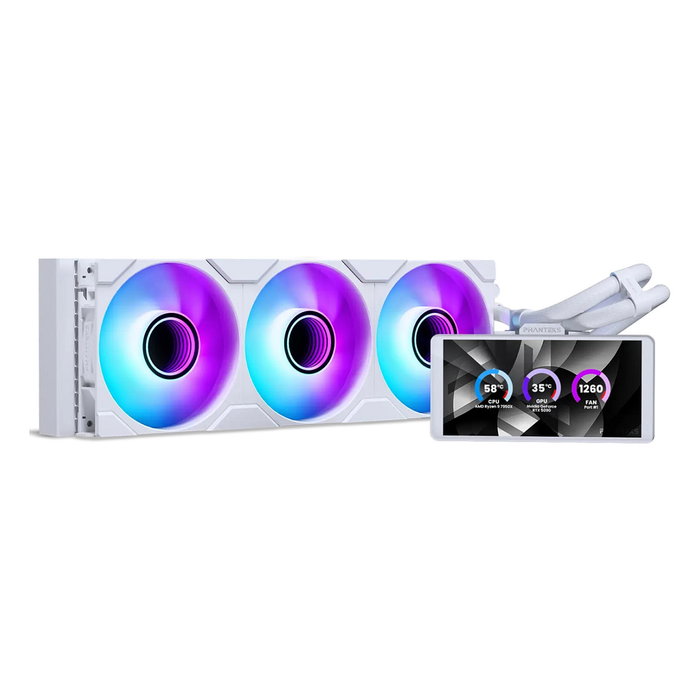 Phanteks Glacier One 360M25 LCD AiO-Wasserkühlung, Pantalla de 6 pulgadas, 360mm, Blanco Phanteks Glacier One 360M25 LCD AiO-Wasserkühlung, Pantalla de 6 pulgadas, 360mm, Blanco