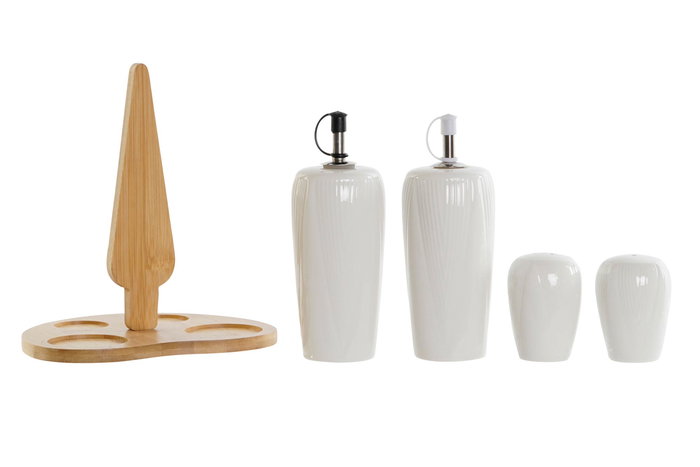 Aceitera Vinagrera Basicos DKD Home Decor Blanco Natural 15 x 20 x 18 cm Set de 5