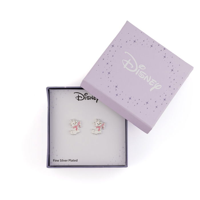PEERS HARDY Pendientes Marie Los Aristogatos Disney Chapados en Plata con Lazo Rosa