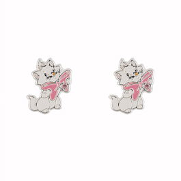 PEERS HARDY Pendientes Marie Los Aristogatos Disney Chapados en Plata con Lazo Rosa