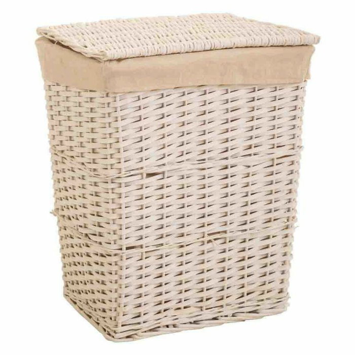 Cesto para la Ropa Sucia Alexandra House Living Blanco Mimbre Madera de sauce 36 x 54 x 45 cm 37 x 28 x 46 cm 30 x 22 x 38 cm 3