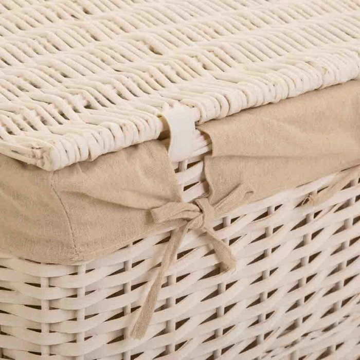 Cesto para la Ropa Sucia Alexandra House Living Blanco Mimbre Madera de sauce 36 x 54 x 45 cm 37 x 28 x 46 cm 30 x 22 x 38 cm 3
