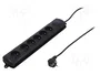 Qoltec Regleta de protección con 6 enchufes y 3.0m, negra