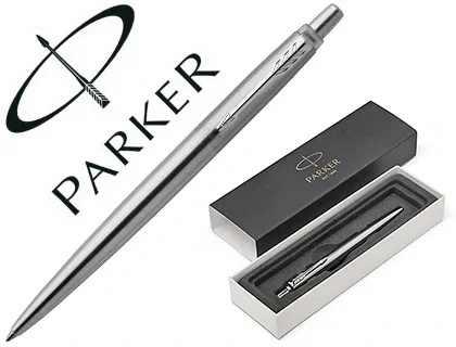 Parker Jotter Bolígrafo Retráctil de Acero Inoxidable Azul, Tinta Azul, Caja de Regalo
