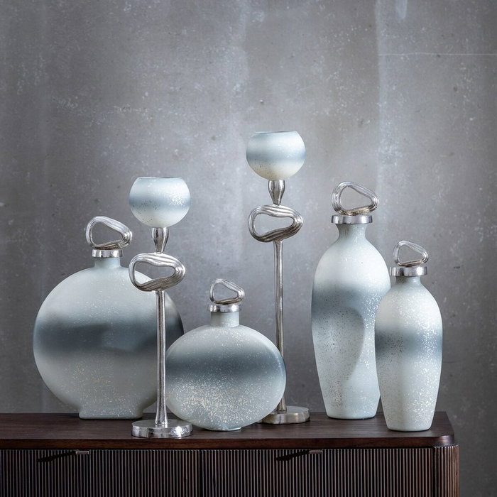 Ixia Botella Decorativa Gris-plata 12 x 12 x 36 cm
