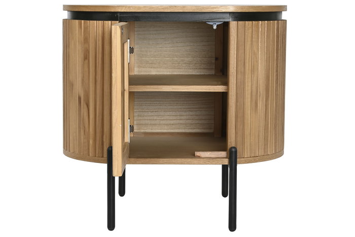 DKD Home Decor Mesita de Noche Balines Marron Negro 40 x 55 x 55 cm