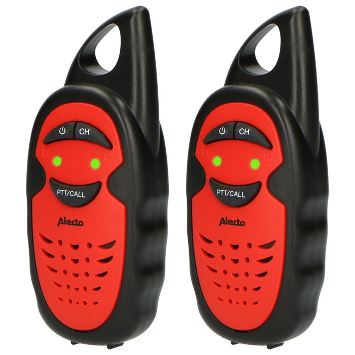 Alecto FR-05RD Set de 2 Walkie-Talkies para Niños, 3 km, Negro/Rojo