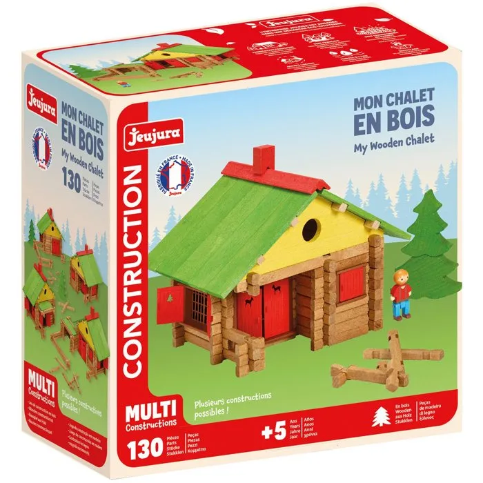 Jeujura Juego de Construcción de Madera Mi Chalet 130 Piezas JEU3225280180205 para Niños Mayores de 5 Años