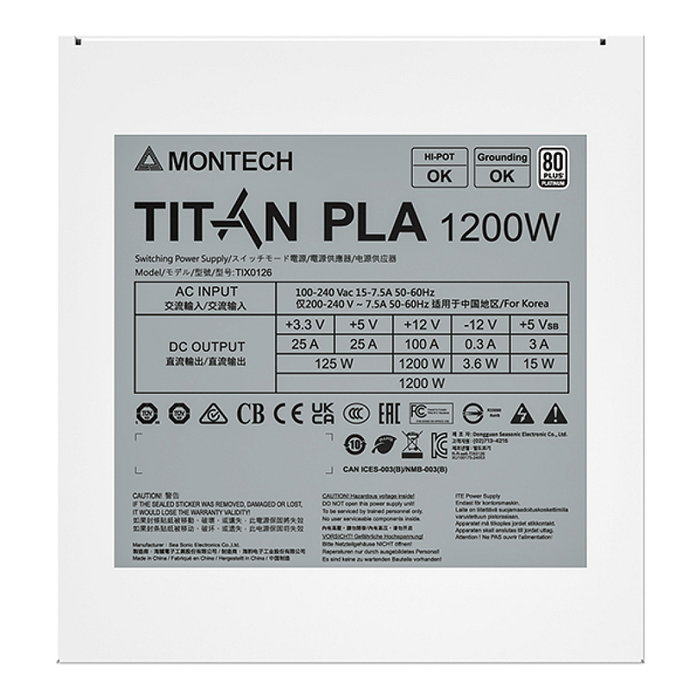 Montech Titan PLA 1200W 1200W PCIe 5.1 Blanco
