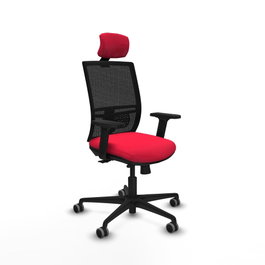 PIQUERAS Y CRESPO Silla de oficina Yunquera con mecanismo Sincro/Traslack, Rojo y Negro