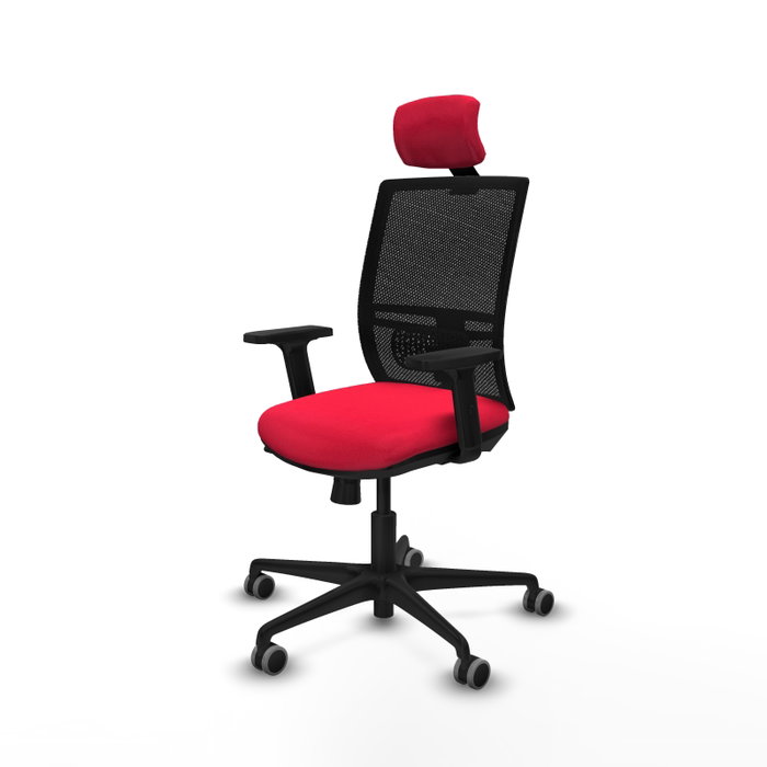 PIQUERAS Y CRESPO Silla de oficina Yunquera con mecanismo Sincro/Traslack, Rojo y Negro