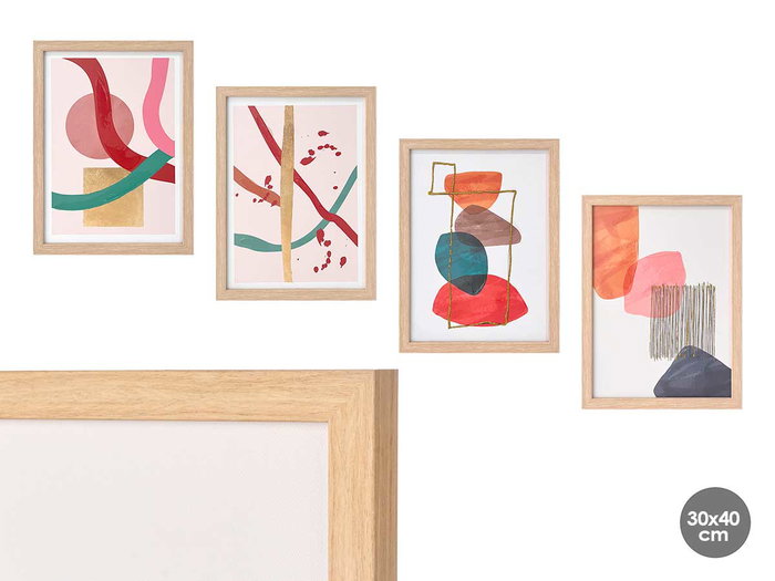 Giftdecor Cuadro Lienzo Abstracto Surtido Marco Natural Madera 30x40 cm Blanco Rosa Rojo (Set de 8) Giftdecor Cuadro Lienzo Abstracto Surtido Marco Natural Madera 30x40 cm Blanco Rosa Rojo (Set de 8)