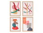 Giftdecor Cuadro Lienzo Marco Natural Abstract Madera y Tela 30x40 cm Surtido (Set de 8)