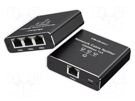 Qoltec Mini Switch Splitter Ethernet 1x3 RJ45 USB-C 1000Mb/s Aluminio