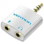 Vention Adaptador Audio BDBW0 Jack 3.5 Macho a 2x Jack 3.5 Hembra Hembra Blanco para Auriculares y Micrófono