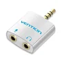 Vention BDBW0 Divisor de Audio, Adaptador Jack 3.5 mm Macho a 2x Hembra, Compatible con OMTP/CTIA (Android/Apple), Contactos Chapados en Oro, Color Plata