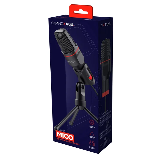 Trust GXT 212 Mico Micrófono Omnidireccional Negro y Rojo Trust GXT 212 Mico Micrófono Omnidireccional Negro y Rojo