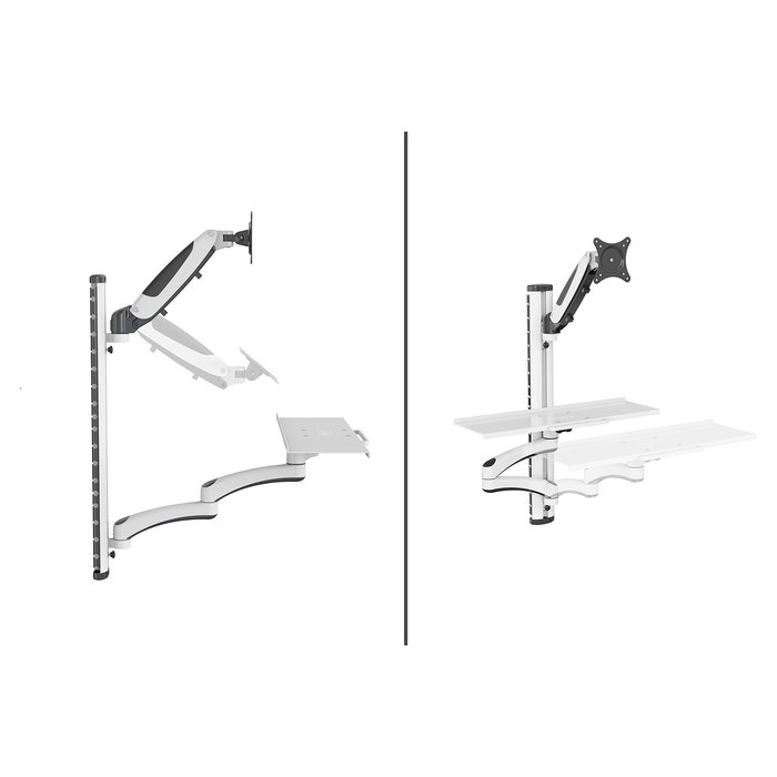 Digitus Soporte de Pared para Estación de Trabajo con Monitor, Teclado y Ratón, 32" hasta 8 kg, Negro y Blanco