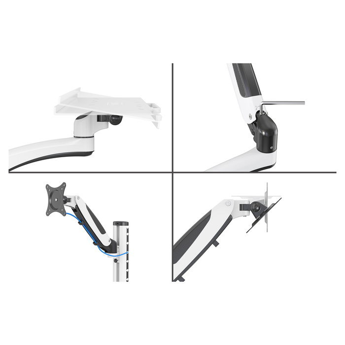 Digitus Soporte de Pared para Estación de Trabajo con Monitor, Teclado y Ratón, 32" hasta 8 kg, Negro y Blanco