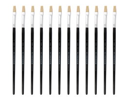Innspiro Caja de 12 pinceles de cerda natural plano mango corto nº08