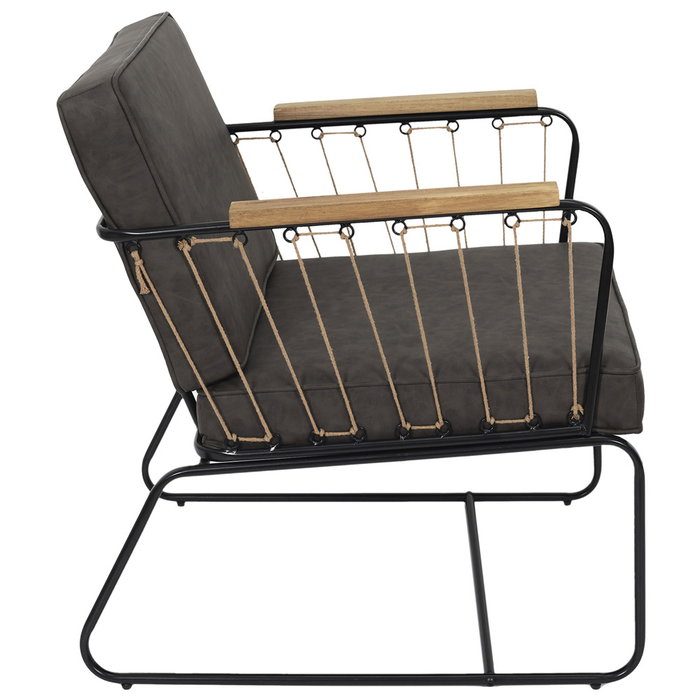 Home Deco Factory Butaca Benson Estilo Industrial Tela Metal Madera Cuerda Tacto Suave Vallee Outlet Medidas 63x73x79 cm Peso Max 110kg