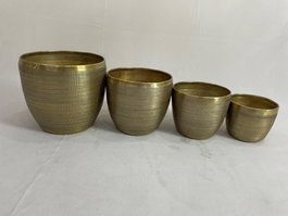 DKD Home Decor Set de 4 Maceteros de Aluminio Dorado 16x16,5x15,5 cm
